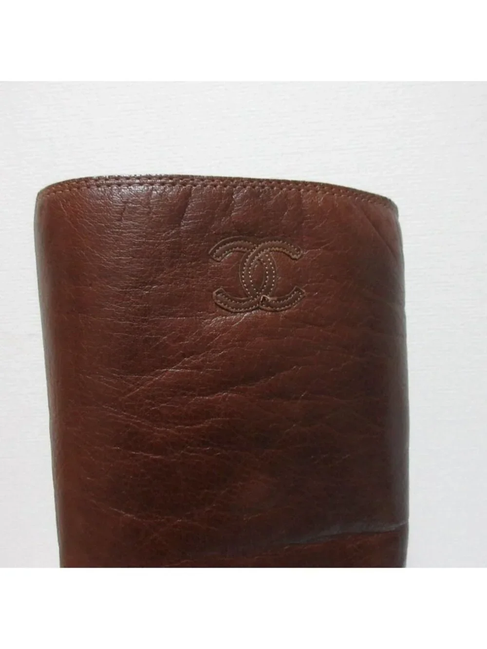 Chanel CC Logo Leather Long Boots 36 Brown